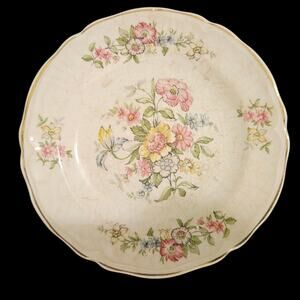 Edwin M Knowles Floral Dessert Plates Set of 4 Gold Trim Vintage 6.25 Inch